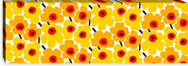 マリメッコ ファブリックパネル ミニウニッコ（Mini Unikko）300×900×30mm【北欧雑貨/北欧生地】イエロー/オレンジの画像
