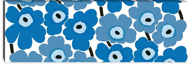 マリメッコ ファブリックパネル ピエニ ウニッコ2（Pieni Unikko2）450×1350×30mm【北欧雑貨/北欧生地】ブルーの画像