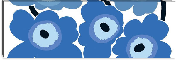 マリメッコ ファブリックパネル ウニッコ（Unikko）450×1350×30mm【北欧雑貨/北欧生地】ブルーの画像