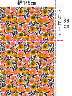 マリメッコ（marimekko）生地（ファブリック）ロサリウム（Rosarium 