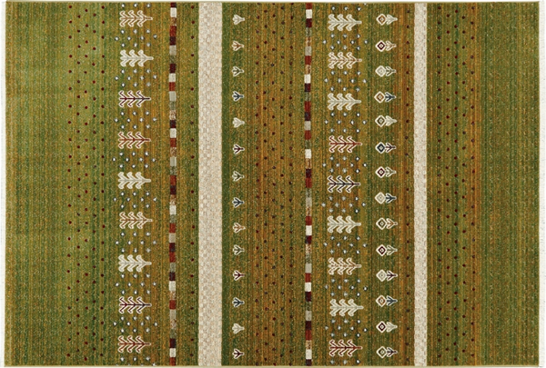 ウィルトン織り ラグマット カレル【ギャベ/おしゃれ】グリーンの全体画像